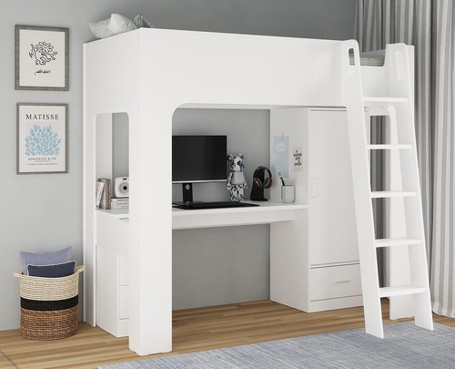 White wood finish high - white,