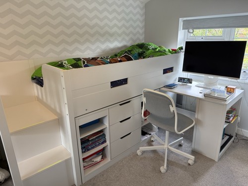 White mid sleeper cabin bed - cabin,